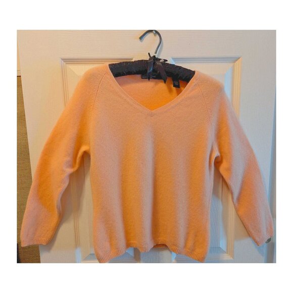 Peach Cashmere Sweater V-Neck Lord & Taylor PS - Picture 1 of 5